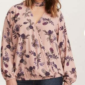 NWOT Torrid Chiffon Mock Neck Blouse